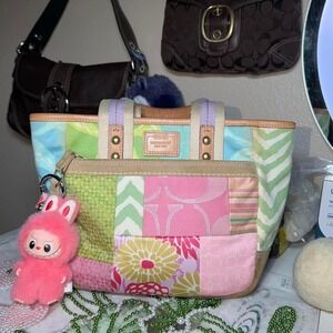 Y2K Coach multicoloured patchwork mini tote bag